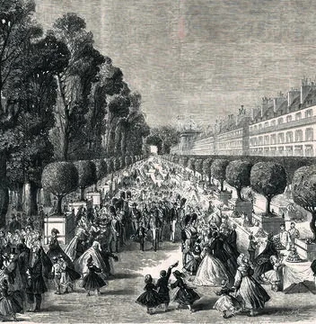Fête donnée aux Tuileries en 1864 pour les enfants de la Société de prince impérial. Le Monde illustré, 14 mai 1864. © Collection B. S.