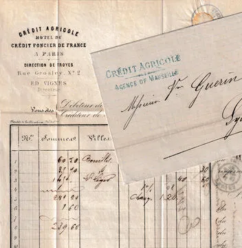 Correspondances du Crédit agricole datant de 1870. © Collection B. S.