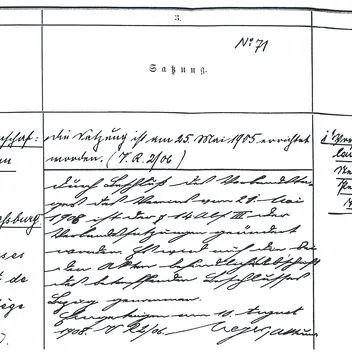 Inscription de la Fédération au registre des associations du tribunal de Strasbourg. © Archives du Crédit Mutuel.