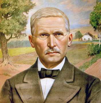 Friedrich Wilhelm Raiffeisen, lithographie de 1921  d’après une œuvre du peintre Willy Stieborsky. © Collection B. S.