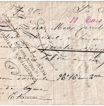 Traite acceptée en 1876 par la Société du crédit au travail de Saint-Etienne. © Collection B. S.