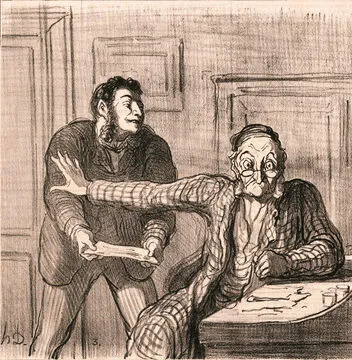 Chez un usurier. Illustration d’Honoré Daumier pour <i>Le Charivari</i> du 21 mars 1865. © CCØ Metropolitan Museum of Art.