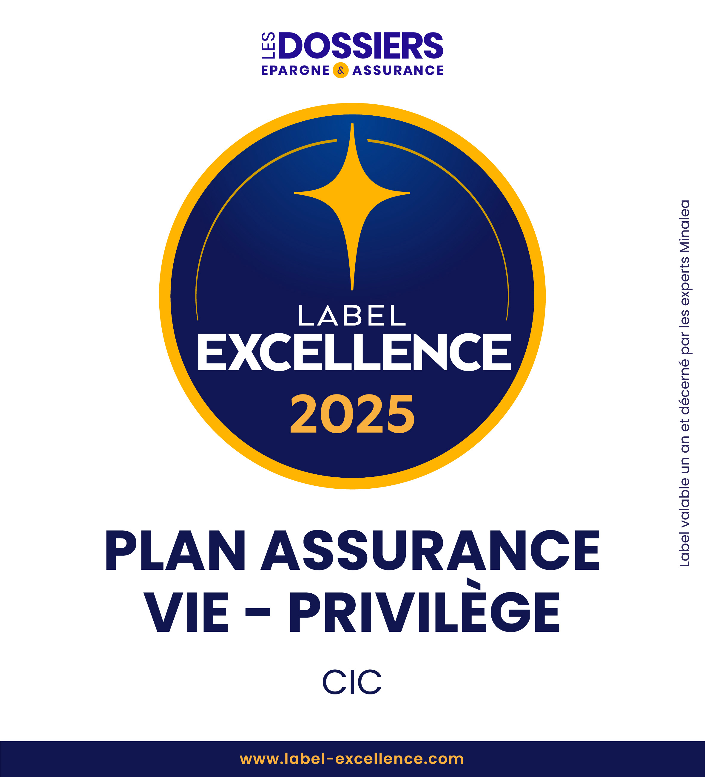 Les Dossiers de l’Épargne - Label Excellence 2025 - Plan Assurance Vie Privilège - CIC